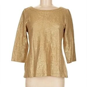 Banana Republic 3/4 Sleeve Shimmering Gold Blouse